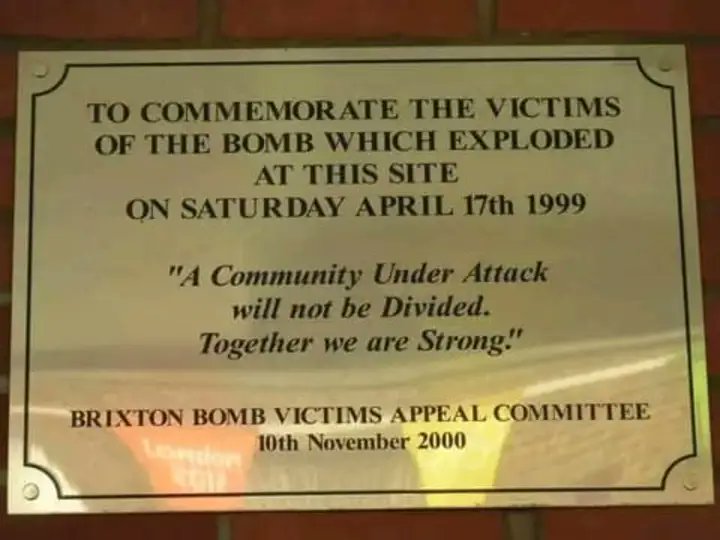 Remembering Andrea Dykes, John Light and Nick Moore who were murdered, and the many people maimed, at the Admiral Duncan, by Nazi nailbomber David Copeland, who targeted Brixton on 17th April 1999. RIP.