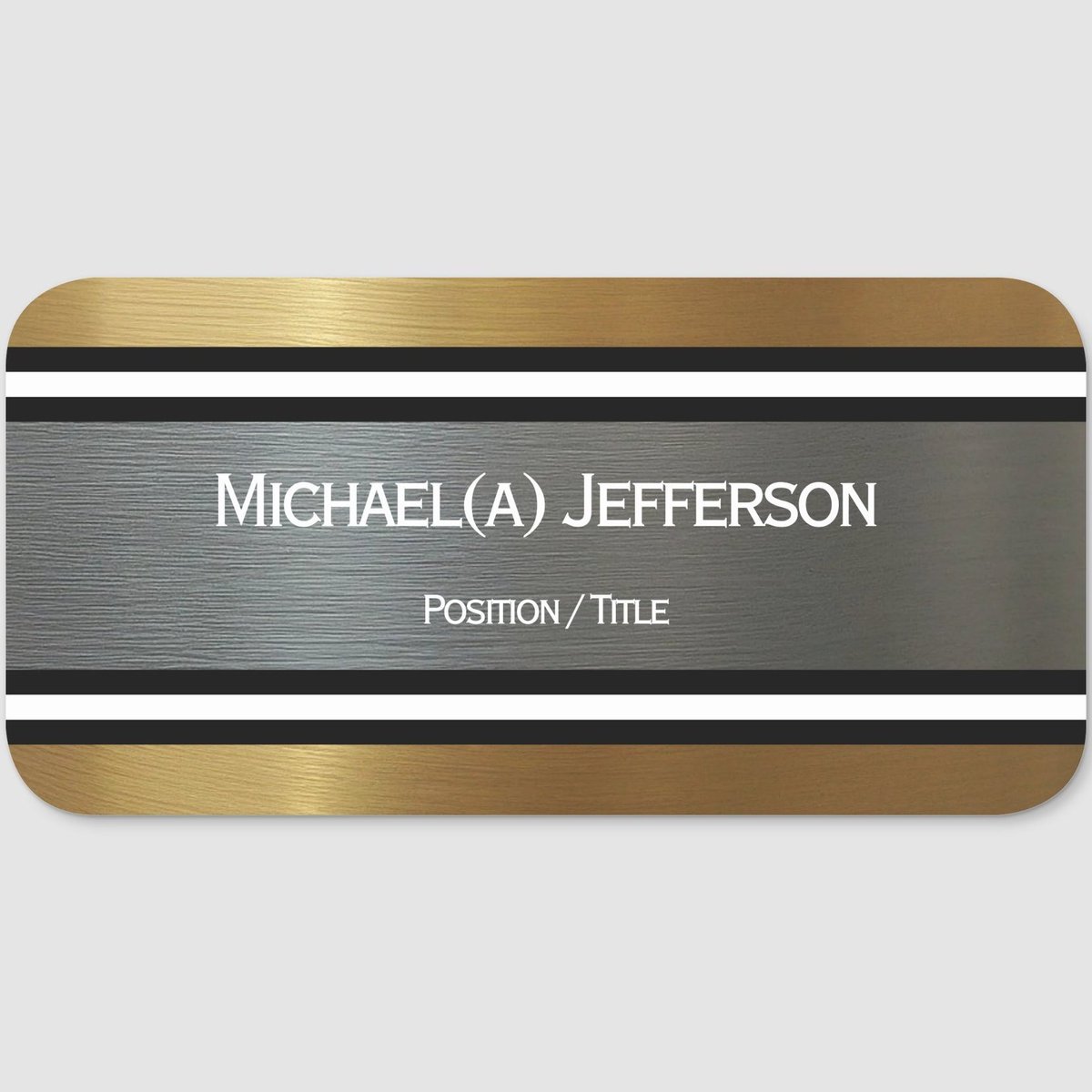 This unique design unites modern vibrancy with urban elegance zazzle.com/luxury_silver_… Silver & Gold #nametag can be a #Personalizedgift for #corporate #employees #Professional #identity for every team #nametags Give a #corporategift #zazzlemade #zazzle #BusinessMan #businesstips