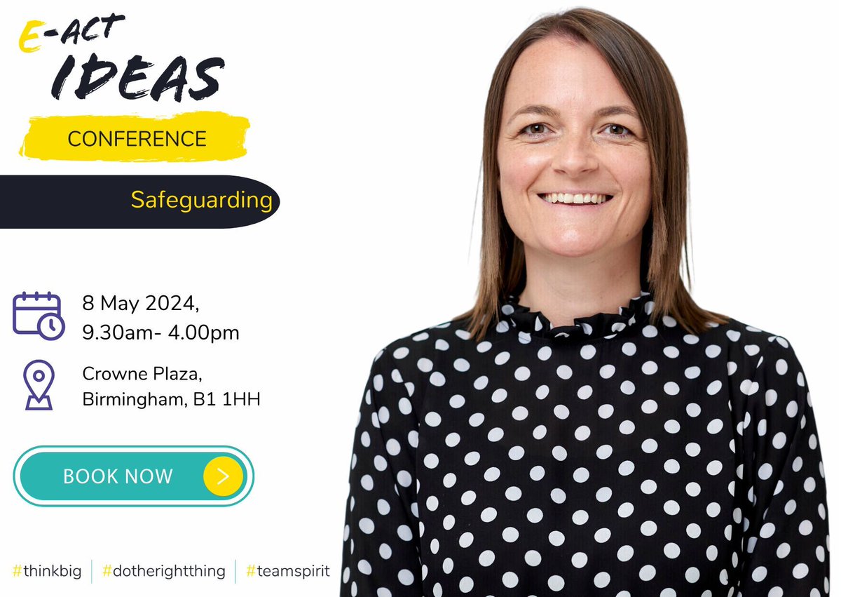 📆Mark your calendars!📆 The E-ACT Ideas Safeguarding Conference is happening on 8th May. Connect with like-minded professionals and learn from experts in the field. Book now: buff.ly/3uR6udf Share this event and get 20% off with code IDEAS20. #WeAreEACT
