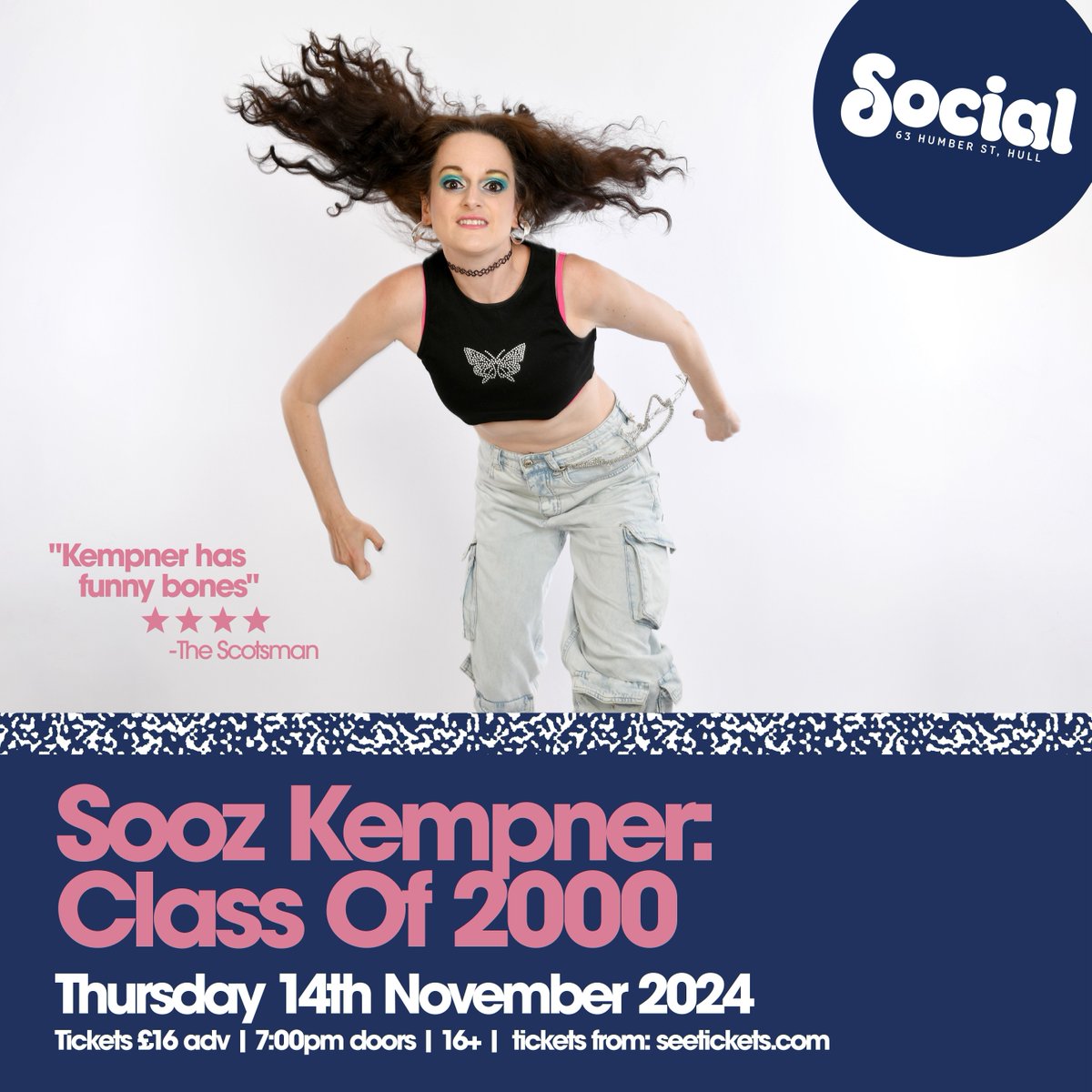 NEW SHOW // ON SALE NOW @SoozUK: Class Of 2000 on Thu 14 November 🎟 bit.ly/SoozKempner The award-winning stand-up comedian and viral sensation is hitting the road with a brand-new tour bringing together her sell-out fringe 2023 hit and its much anticipated 2024 follow-up
