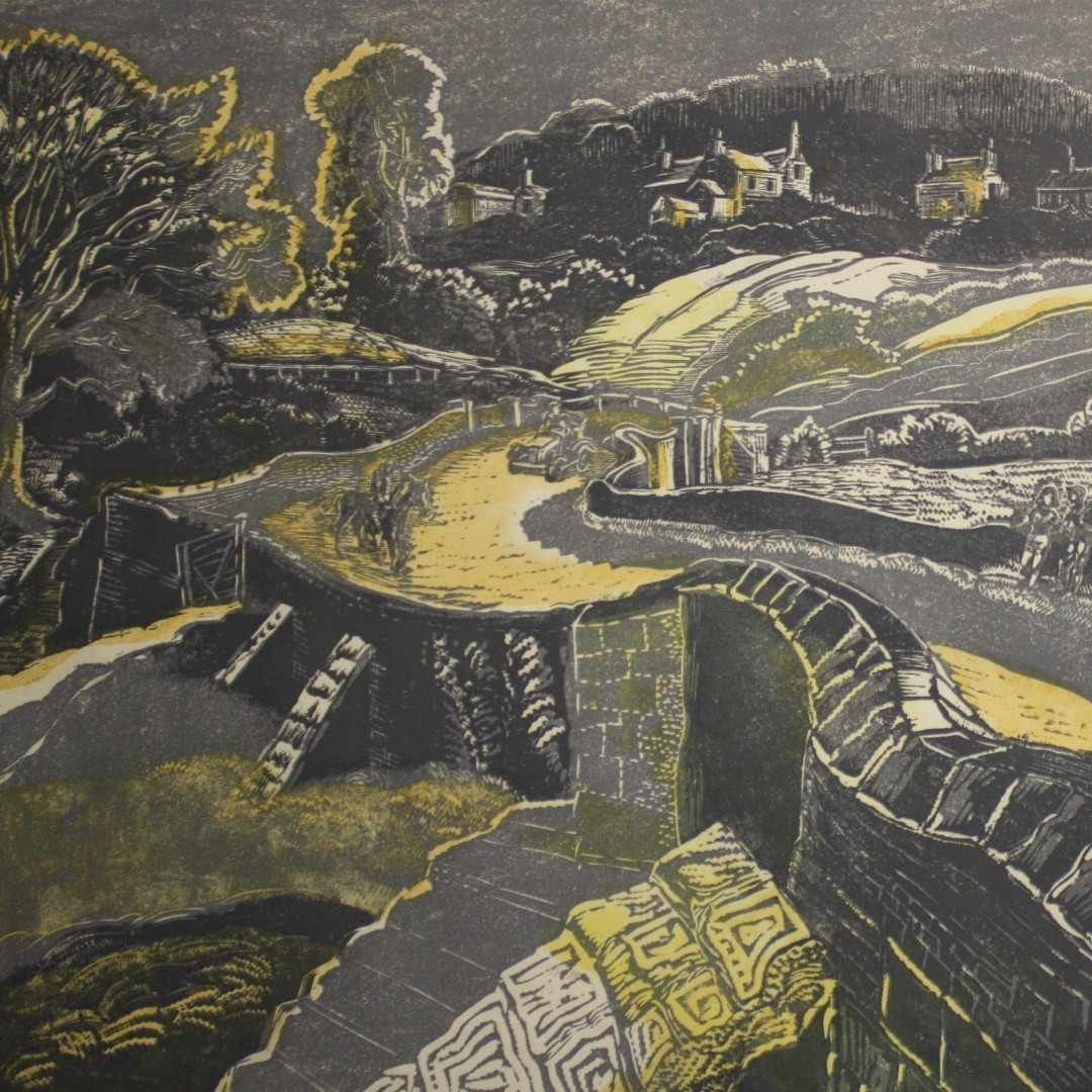 🎨Linocut 🖌️Kenneth Cook(1913-1996) Built in the 13th century, 'Swarkestone Bridge' is still the longest stone bridge in England! This famous Scheduled Ancient Monument was a battle site during the English Civil War and the furthest south Bonnie Prince Charlie got to London.🌉