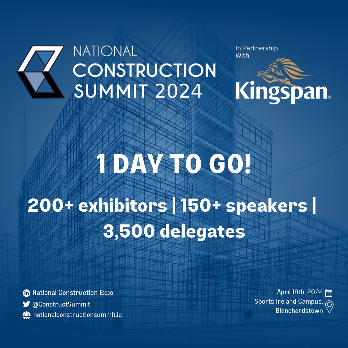 Only 1 day to go! ⏳ We are counting down the days to the National Construction Summit. 

Are you ready for an incredible day of innovation, insights, and networking? 

Registrations are still open : lnkd.in/epmKN3ts 

See you there! 

#ConstructionSummit #Countdown