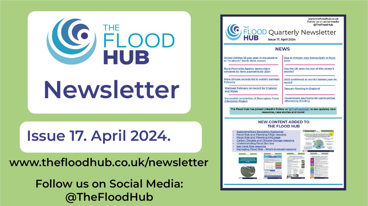 📢Our Quarterly Newsletter is out!📢 Our April issue contains: - New content added - Planning permission top tip - The next focus week topics - An update from @nwgrnd_flood - And more! Read here➡ thefloodhub.co.uk/newsletter/