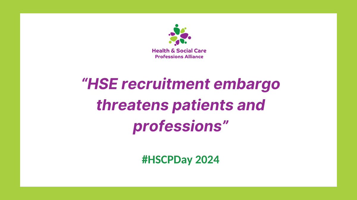 On #HSCPDay2024 AOTI along with our colleagues in the HSCP Alliance are calling for the Government and the HSE to lift the recruitment embargo. Read our full statement here: aoti.ie/news/Recruitme… @SimonHarrisTD @DonnellyStephen @BernardGloster @SteedFiona @WeHSCPs