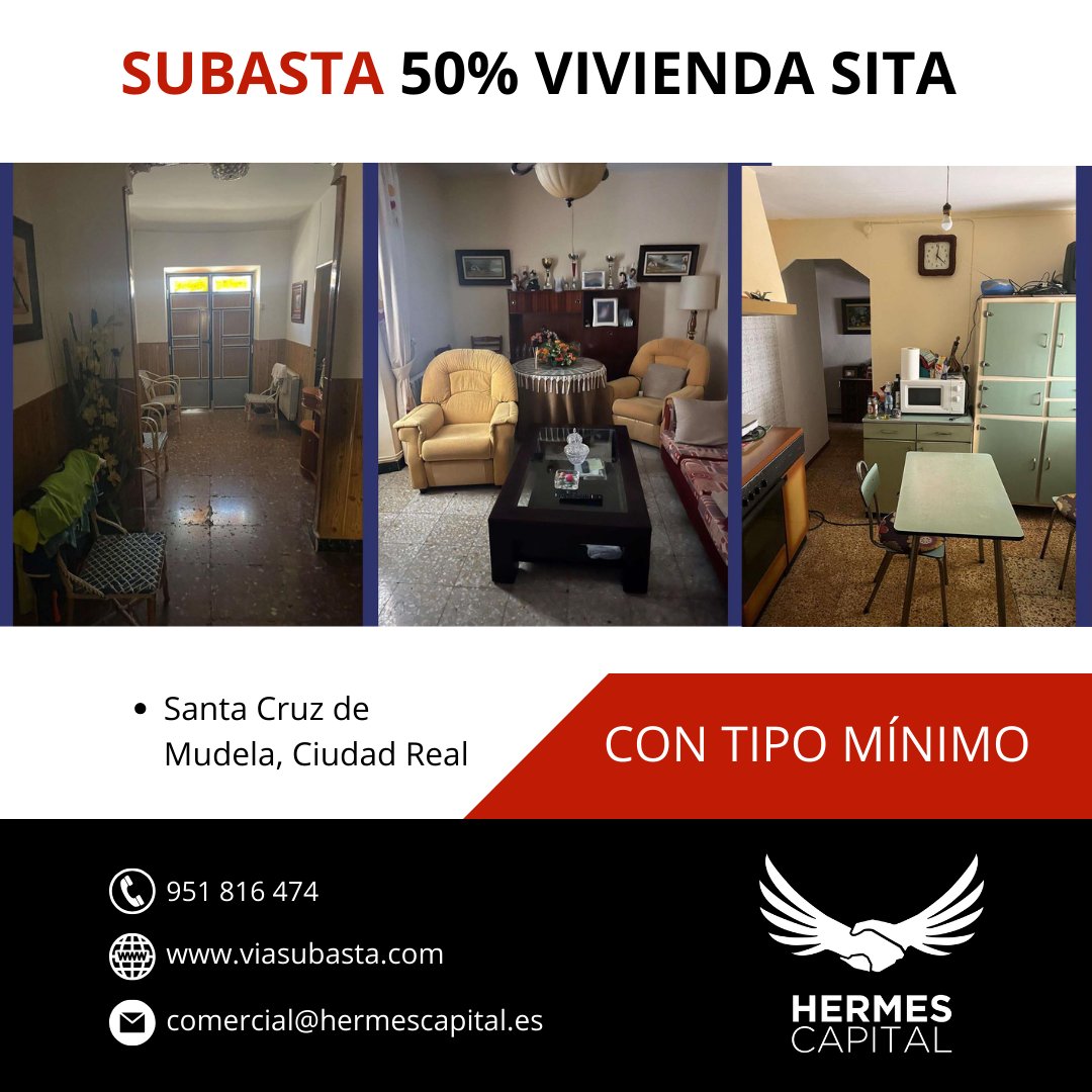 💡¡Invierte de manera inteligente!💡

📢 Subastamos 50% de una #vivienda CON TIPO MÍNIMO en #SantaCruzdeMudela, #CiudadReal.

✅ 50% VIVIENDA SITA
viasubasta.com/web/guest/deta…

#Viasubasta #subastaonline #subasta #subastaporinternet #subastasonline