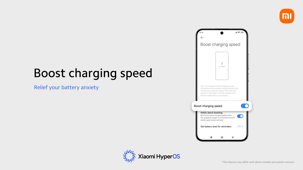 Need to charge your phone faster? Try the'Boost charging speed' feature with #Xiaomi phone. You can also customize the battery level for reminders. 🔋 💡Tips: Settings--->Battery--->Additional features