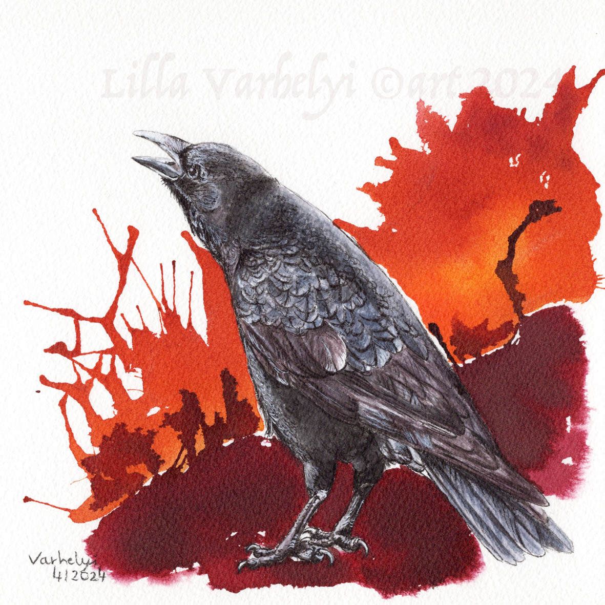 Neu! Rabenvogel 28-'Der Schrei' 
Tuschebild,erwerblich😊
New #Inkpainting ForSale 20x20cm
#artforsale #tusche #kunstkaufen #crow #wildlifeart #kleineKunstklasse #wildlifedrawing #vogel #originaldrawing #vogelliebe #birds #originalart #krähe #birdart #artnow #vögel #kunstkaufen