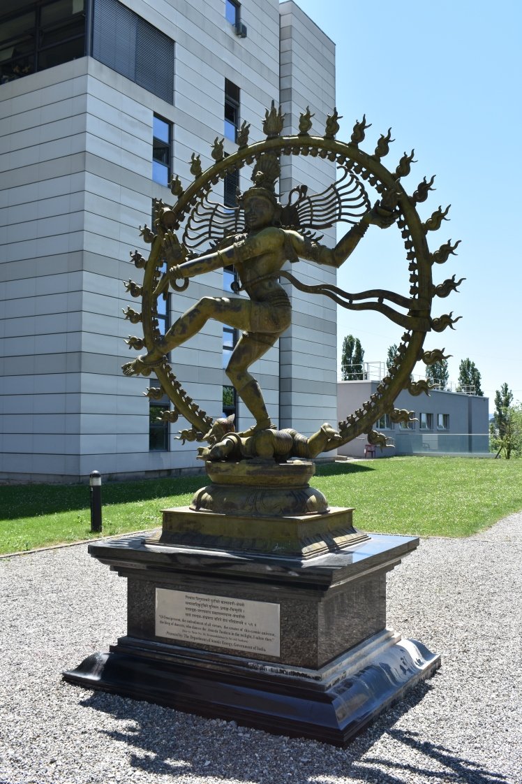 the world's leading laboratory <a href="/CERN/">CERN</a> for particle physics.

The statue, symbolizing Shiva's cosmic dance of creation and destruction, was given to CERN by the Indian government to celebrate the research center's long association with India in 2004.

#Science #Hinduism #CERN