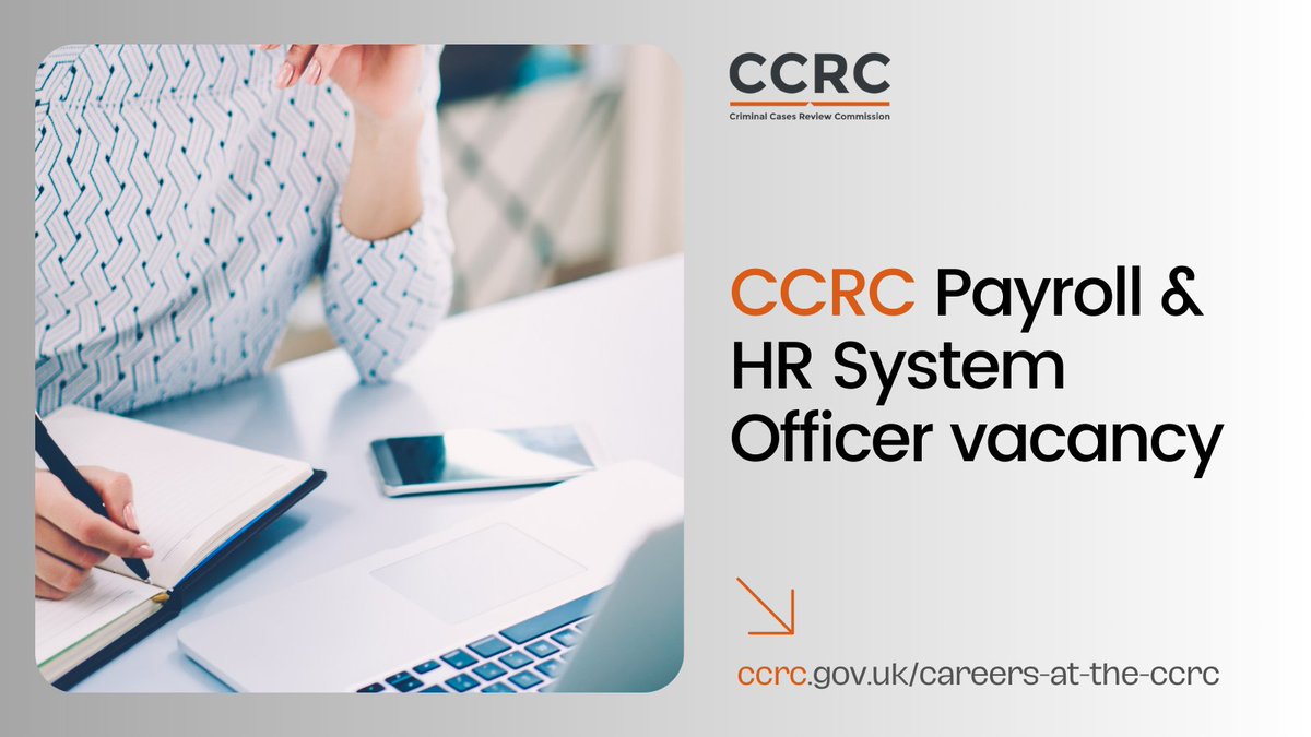 We are looking for an experienced Payroll & HR Systems Officer to join our HR team at the Criminal Cases Review Commission 👉 For more info and to apply, check out: ccrc.gov.uk/careers-at-the… #hrjobs #vacancy #payroll #job #hr