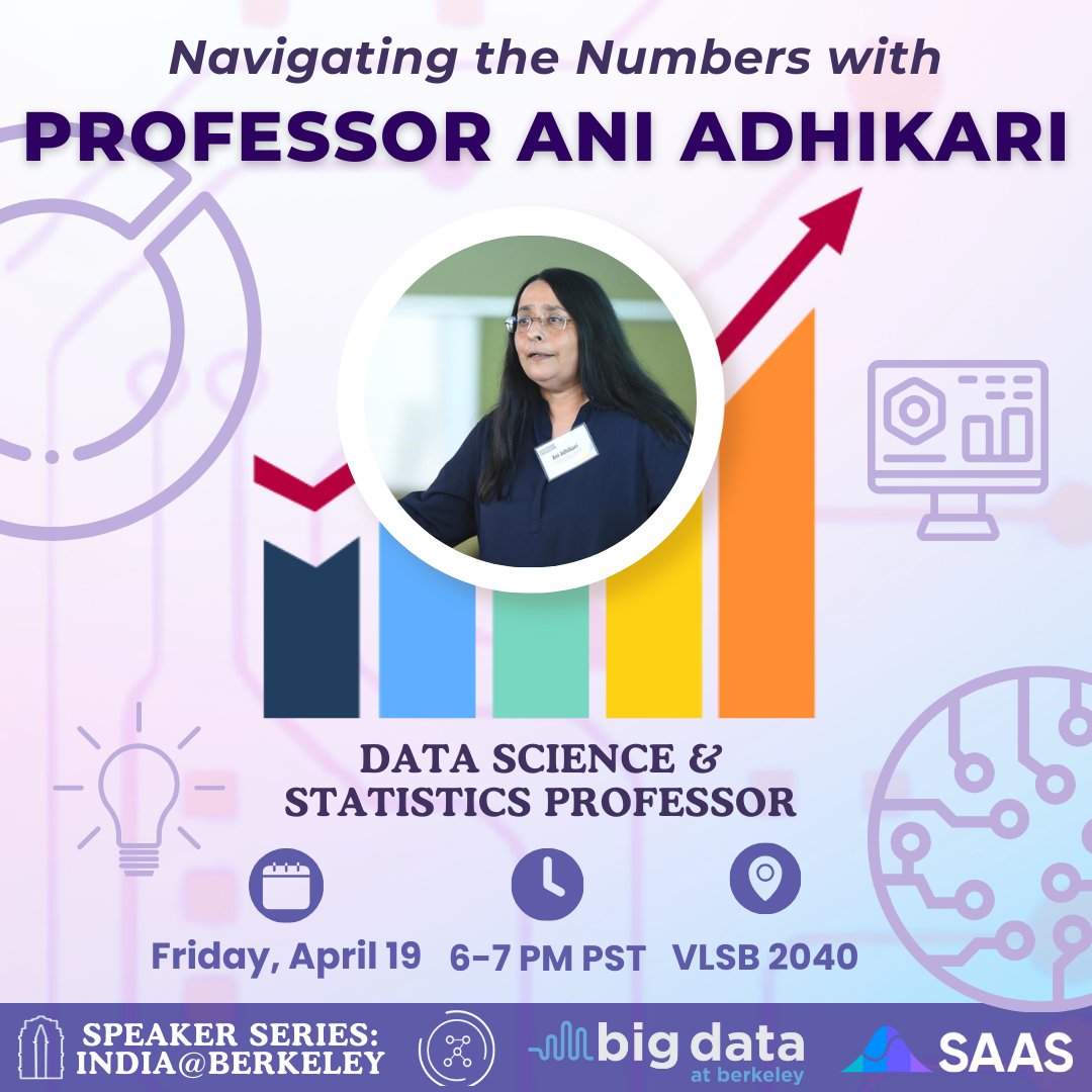 Berkeley1India's tweet photo. Speaker Series: India@Berkeley, SAAS, Big Data, Data Science Society, and Datagood are thrilled to present an exclusive event featuring Professor Adhikari! 

Date: 📅 Friday, April 19
Time: 🕒 6-7 PM
Location:📍VLSB 2040
RSVP Here: https://t.co/3nVNyGsARW https://t.co/caDYNzpcZG