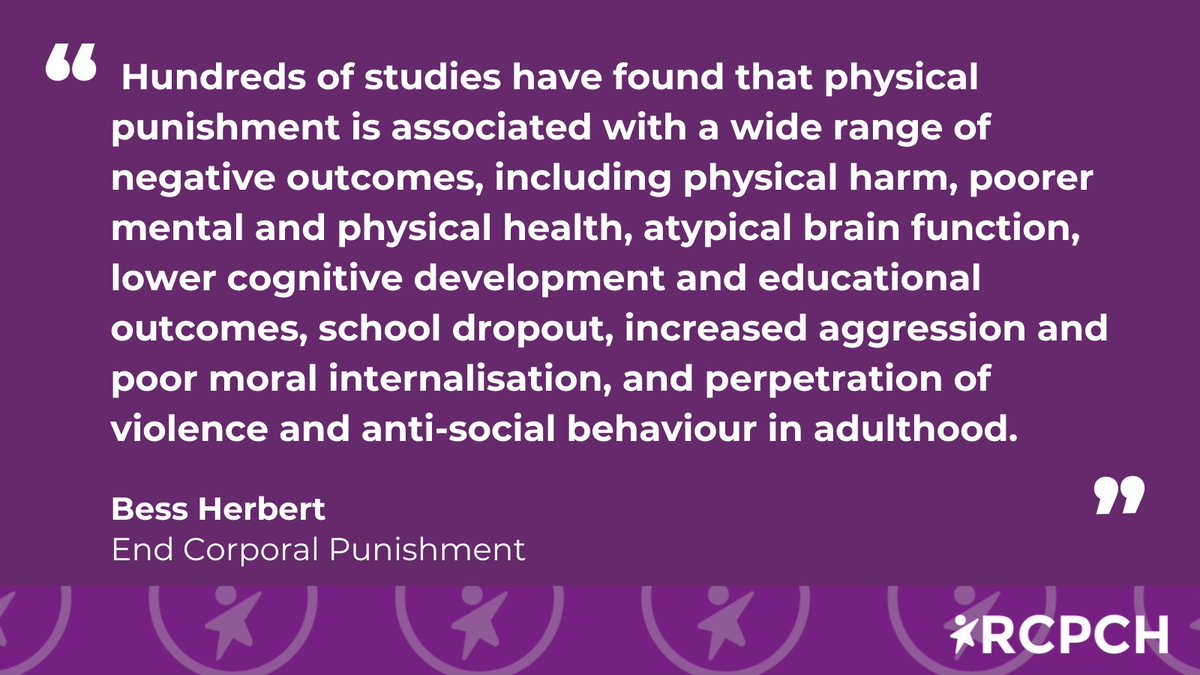 Children who experience physical punishment are… 2.6x more likely to experience mental health problems 2.3x more likely to experience serious physical assault and abuse. #EndPhysicalPunishment #EqualProtection