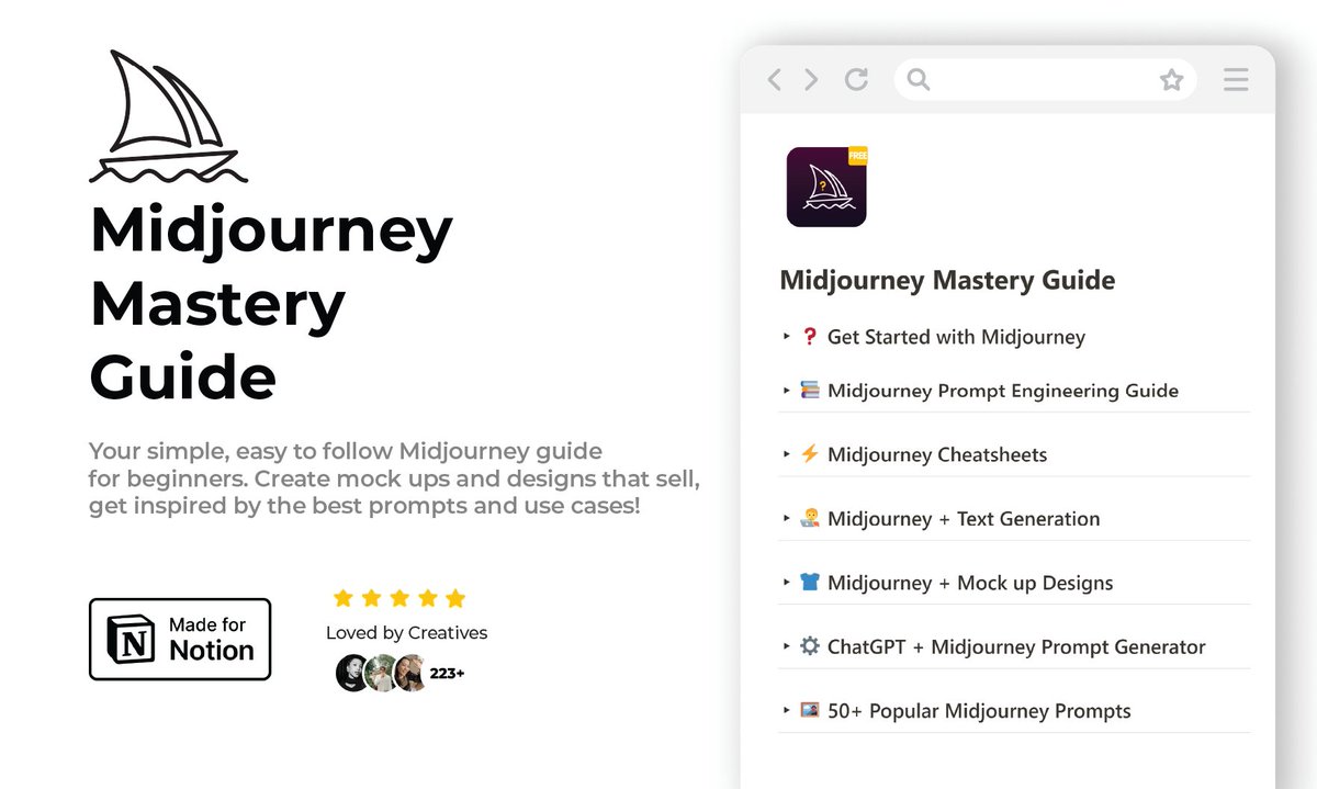 Midjourney killed photography. But 99% don’t know how to use it. So I created the Midjourney Mastery Guide. Normally $27, but for next 24hrs, it’s FREE! To get it, simply: • Like & RT • Reply 'Midjourney' • Follow (I will DM you)