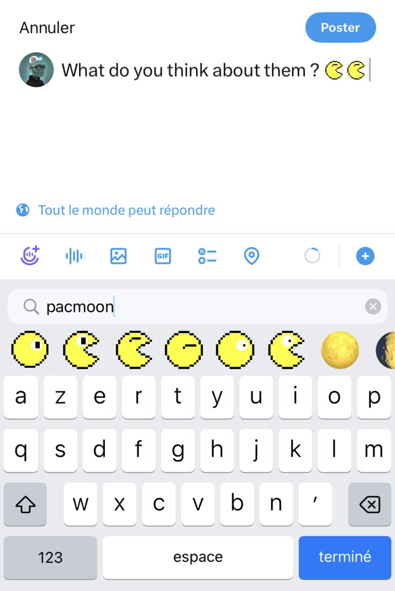 I just created some @pacmoon_  emoji, would you use them if they were available on iPhone? 🌕

I'll send a message to @tim_cook !