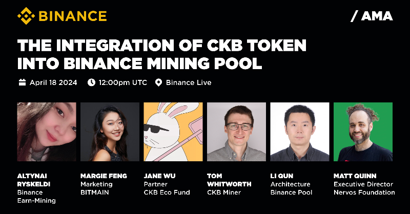 binance's tweet photo. Join us on #Binance Live today for a @NervosNetwork (CKB) AMA to learn all about the integration of $CKB into the Binance Mining Pool!

🗓️ April 17, 2024
⏰ 12:00 UTC
📍 Binance Live

Set a reminder to join ⤵️
