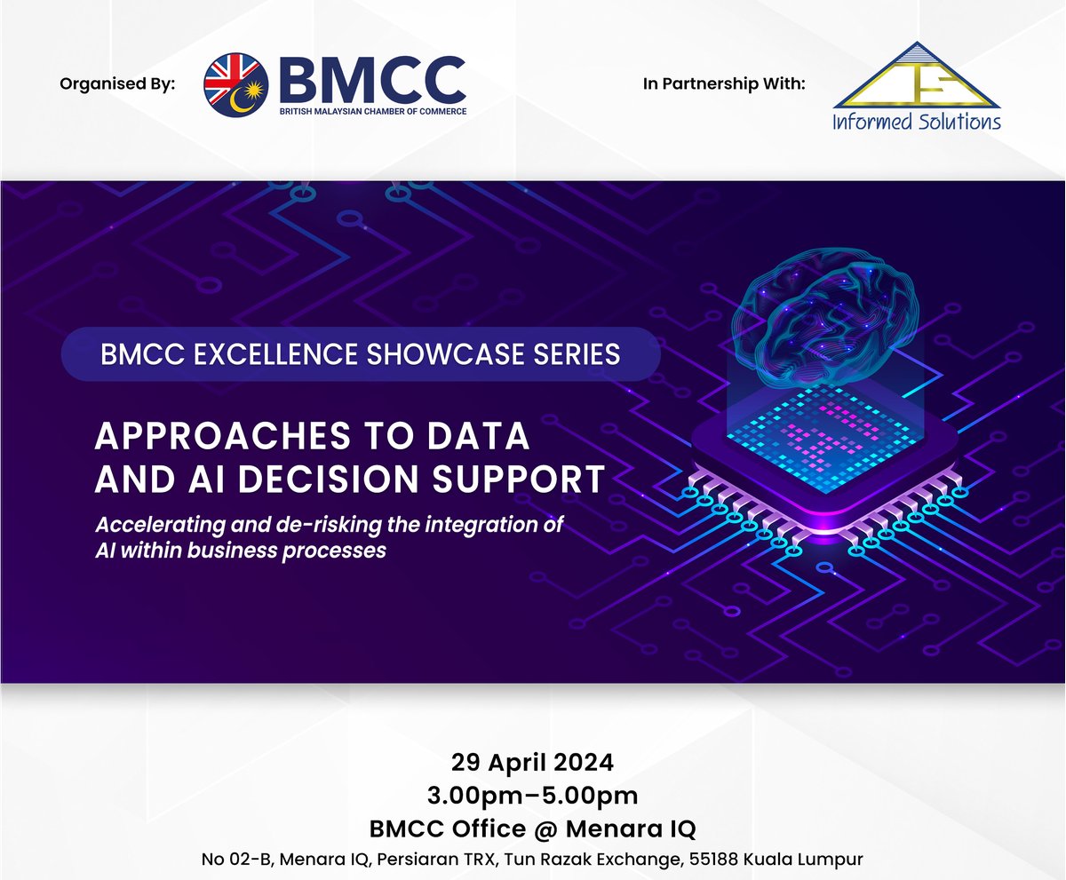 As part of our BMCC Excellence Showcase Series, join Informed Solutions as they reveal Approaches to Data and AI Decision Support. Register now to secure your spot at the event below. app.glueup.com/event/105687/r…