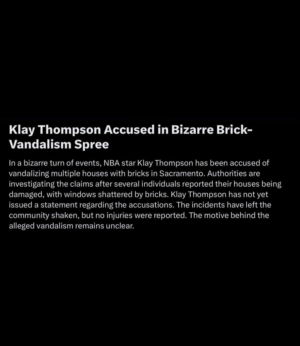 Twitter’s new AI-powered trending tab thinks Klay Thompson is being accused of vandalizing houses with bricks This comes after shooting 0-10 against the Kings