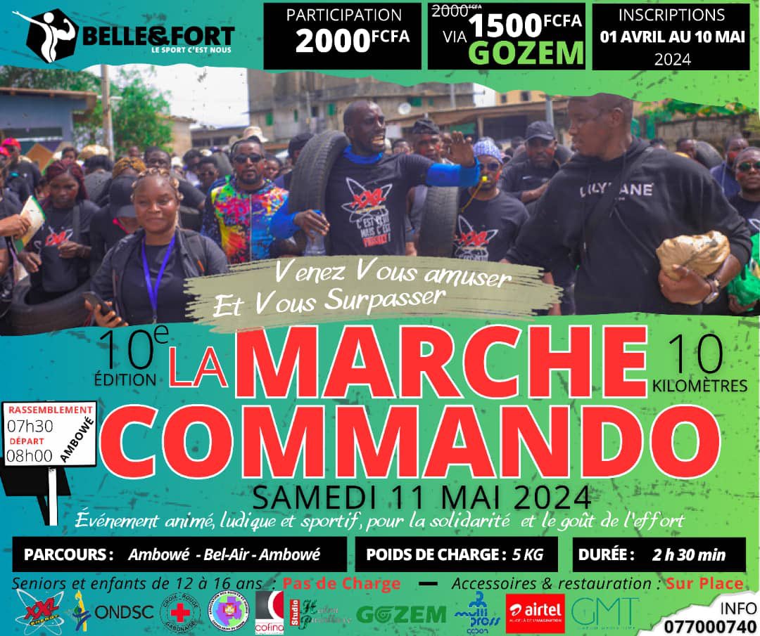 #SaveTheDate : Samedi 11 Mai, nous aurons notre 10ème édition de #LaMarcheCommando. #10km de Marche entre Ambowe-Charbonnages-Alibandeng avec des chargés de #5kg. 

#BelleEtFort #OnnabandonneJamais <a href="/GROUPECOFINA/">@groupecofina</a>