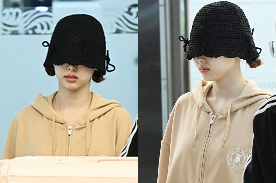 Nayeon of TWICE photographed at an airport, returning to South Korea.