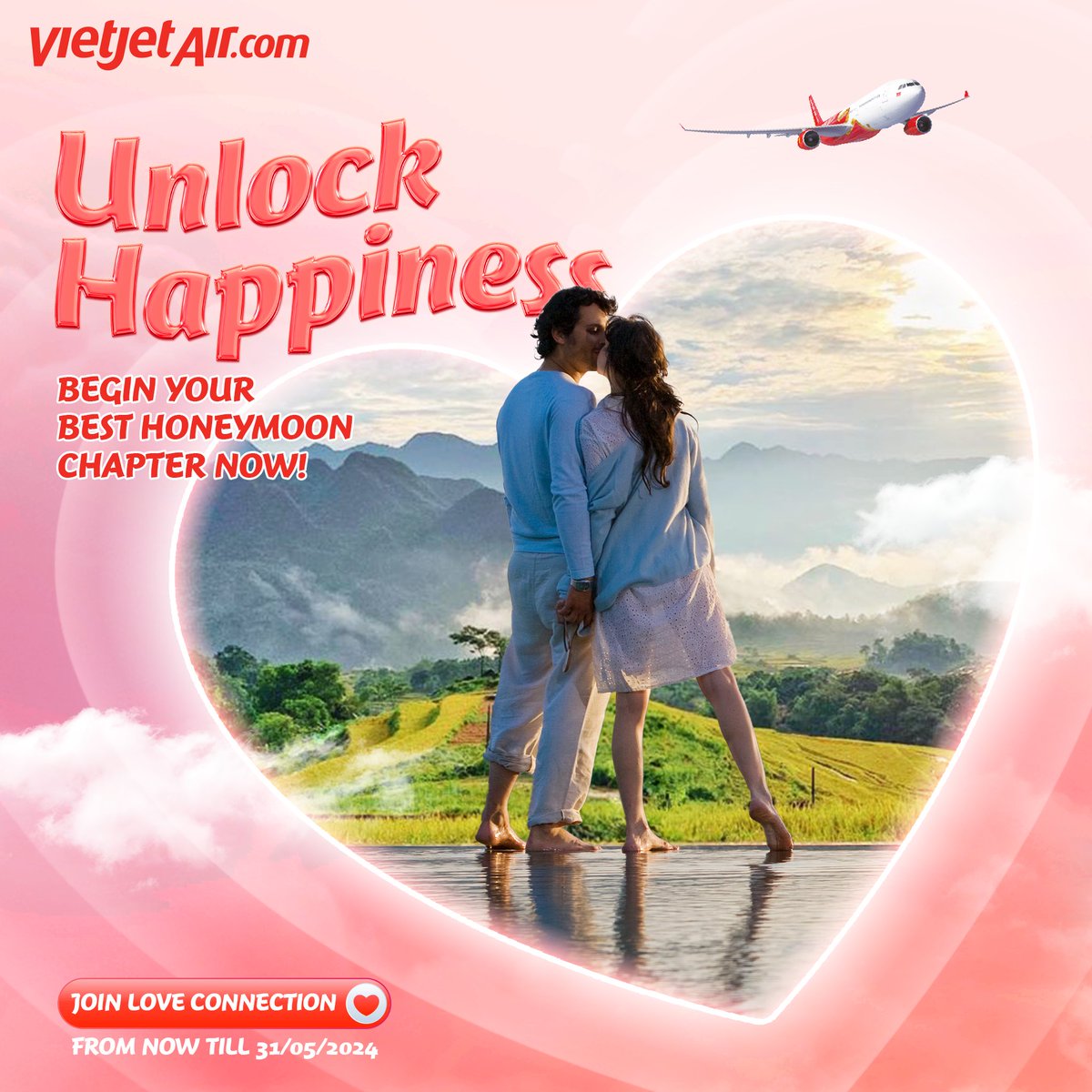 Begin dream honeymoon journey now! 💑 🤟 Enter the Love Connection contest to win a trip to Vietnam for two. 💖Depen your connection, create lasting memories & set the stage for your married life. 👉 Join now: loveconnection.vietjetair.com ⏰ Now - 31/05/2024 (*) T&C apply #Vietjet