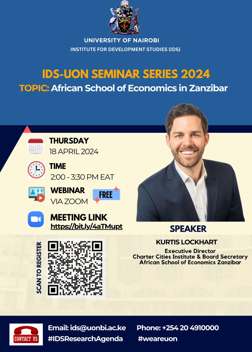 📢Join us in a webinar on the ‘African School of Economics in Zanzibar’! 🎓 📅Tomorrow, Thursday, 18 April 2024 ⏲️2:00pm-3:30pm EAT [GMT +3] 💻Via Zoom - Link 👉 bit.ly/4aTMupt 🆓Join us. It's FREE