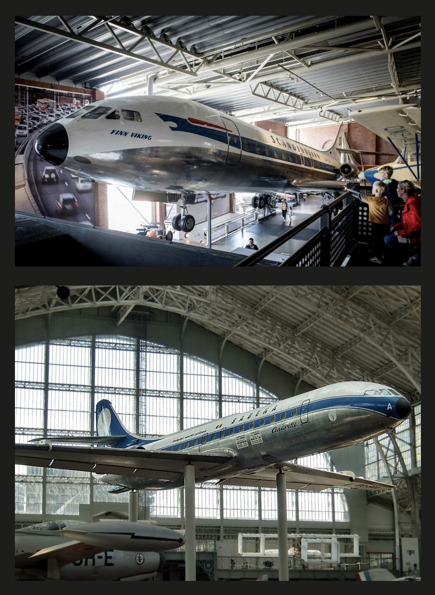 I really like the way certain aircraft are set up in covered museums. Here is a nice display of two "Caravelle", one in the Brussels air museum and the other in the Norsk Teknish Museum.