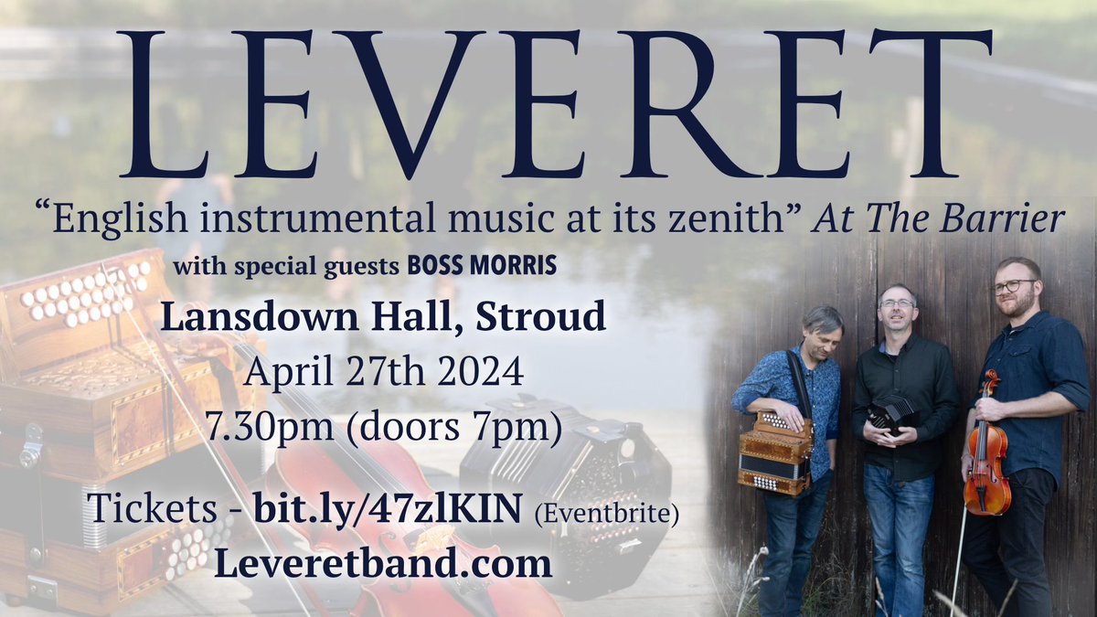 Sam Sweeney š» (@sweeneyfiddle) on Twitter photo STROUD!
Now is the time to get your tickets for April 27th. Leveret at Lansdown, with special guests Boss Morris!!
Itās gonna be a special night š„°
<a href="/LeveretBand/">Leveret - ON TOUR MAY 2025</a> <a href="/BossMorris_/">Boss Morris</a> <a href="/GoodOnPaper_/">Good On Paper</a>
bit.ly/47zlKIN for tickets! STROUD!
Now is the time to get your tickets for April 27th. Leveret at Lansdown, with special guests Boss Morris!!
Itās gonna be a special night š„°
<a href="/LeveretBand/">Leveret - ON TOUR MAY 2025</a> <a href="/BossMorris_/">Boss Morris</a> <a href="/GoodOnPaper_/">Good On Paper</a>
bit.ly/47zlKIN for tickets!