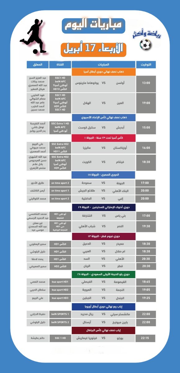 #لا_يفوتكم.. تعرف على مواجهات اليوم الأربعاء...🟩🟥 #العين_الهلال..في #دوري_ابطال_اسيا ⚽️🏟