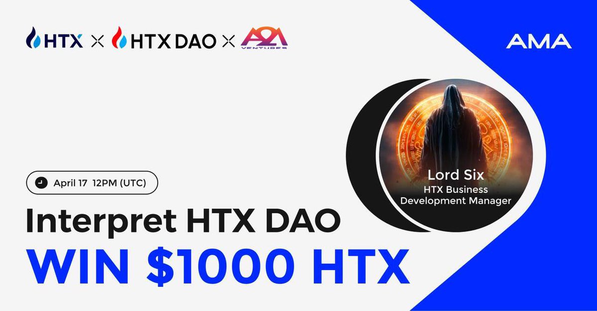 AMA With HTX

🎙Venue : t.me/A2MVenturesGro…
⏱️Time: 12:00 UTC ( 19:00 VN)
🎁 Reward : $1000 HTX

❤️ Follow <a href="/HTXCommunity/">HTX Community</a>,<a href="/HTX_Global/">HTX</a>  on Twitter  
🎮 Join
 HTX Discord  (discord.gg/htx-official)
🧑‍🦱Tag 2 your friends in ⁠
#general (discord.gg/htx-official)

Fill out the form