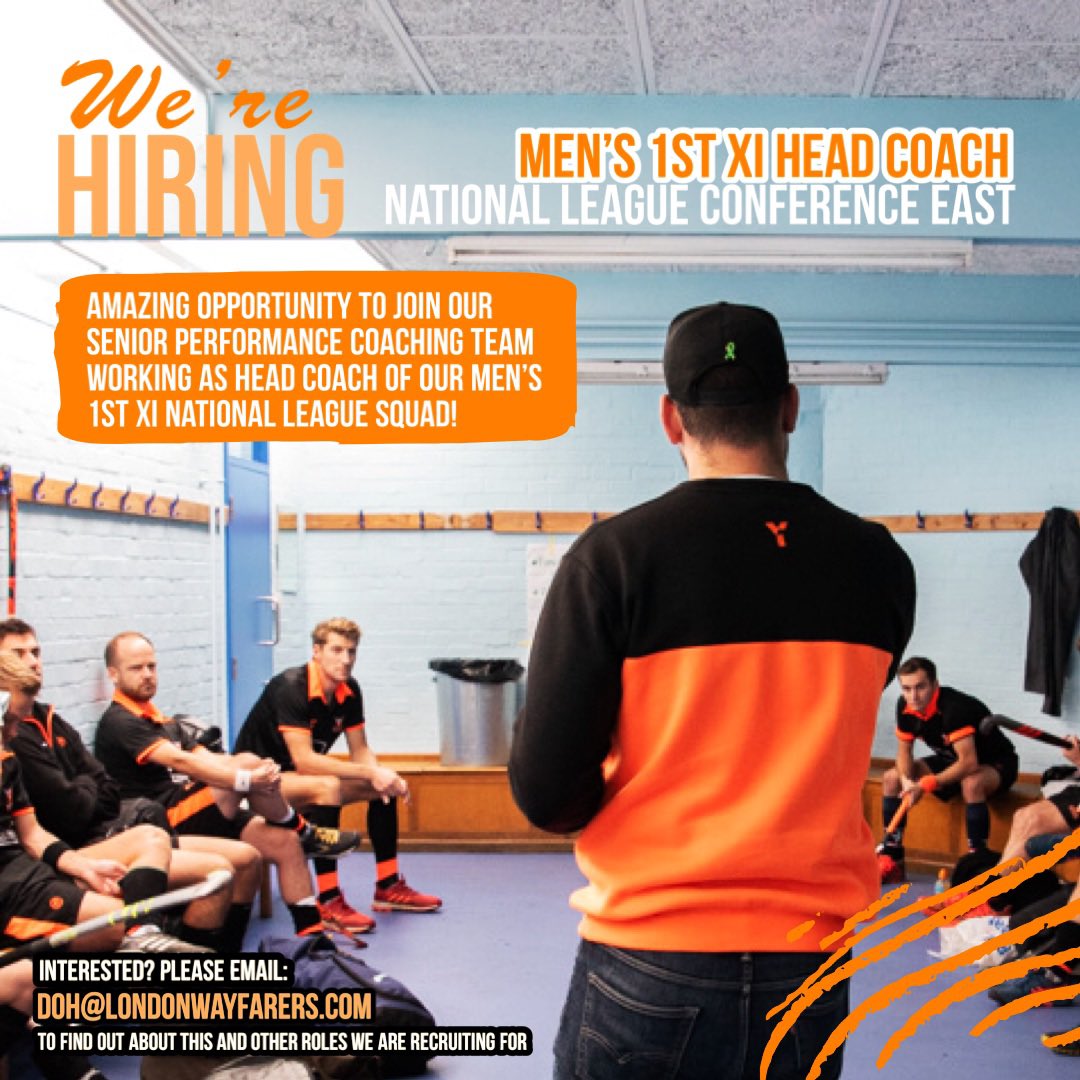 London Wayfarers HC (@londonwayfarers) on Twitter photo MEN’S 1ST XI HEAD COACH - NATIONAL LEAGUE
An amazing opportunity join our Performance Coaching Team as Head Coach of our Men’s 1st XI National League Squad
Interested then please email doh@londonwayfarers.com
For more info & on other roles we are recruiting for
#hockeycoach MEN’S 1ST XI HEAD COACH - NATIONAL LEAGUE
An amazing opportunity join our Performance Coaching Team as Head Coach of our Men’s 1st XI National League Squad
Interested then please email doh@londonwayfarers.com
For more info & on other roles we are recruiting for
#hockeycoach