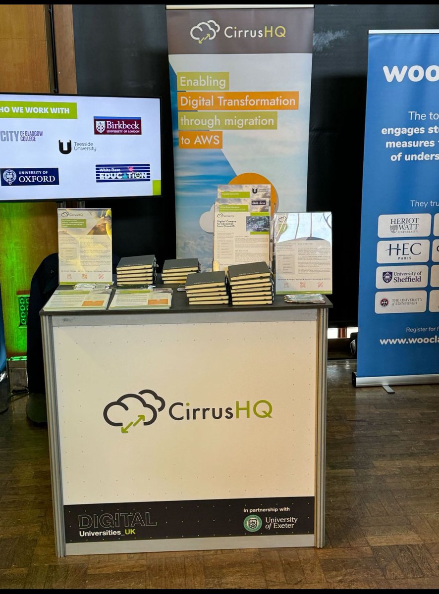 cirrushq's tweet photo. We're all ready for Day 2 at Times Higher Education Digital Universities in Exeter today! Come and speak to us about how we can help your Education establishment with all aspects of your #digitaltransformation!

#THEDigitalUK #digitalcampus #cloudcomputing #awspartner https://t.co/ftHuJvLWAs