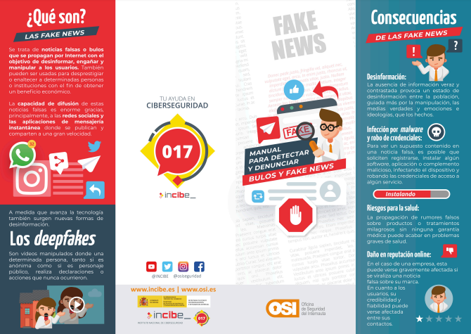 Descubre 👀 con este manual cómo puedes detectar y denunciar #FakeNews. ¡Descárgatelo y ponte al día! 

incibe.es/ciudadania/for…

#DesmontandoBulos
