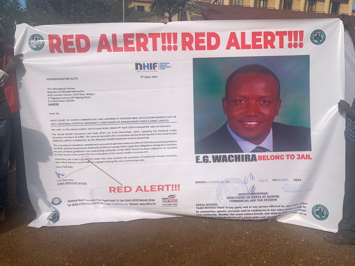 Bunge la wananchi has once again united to fight against bad leadership. NHIF needs to be sanitized. We need Elijah Wachira out of office as soon as possible firbthe betterment of the community health. #Wachirabelongstojail FrancisAwinoforthepeople.