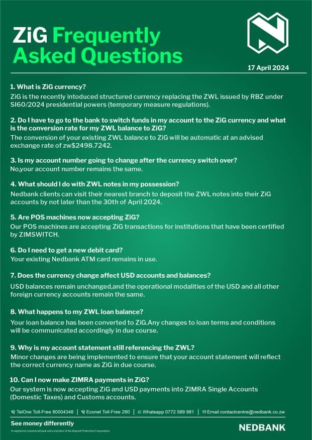 ZiG- Frequently Asked Questions: Updated #SeeMoneyDifferently #Nedbank