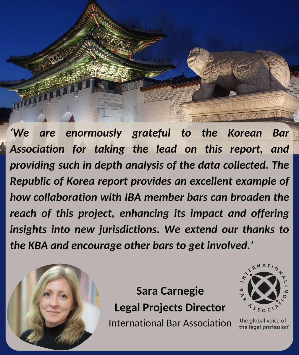 IBA Legal Projects Director, @SaraCarnegie1, expressed gratitude for the Korean Bar Association's expertise in producing the latest report into global gender disparity in the #LegalProfession: