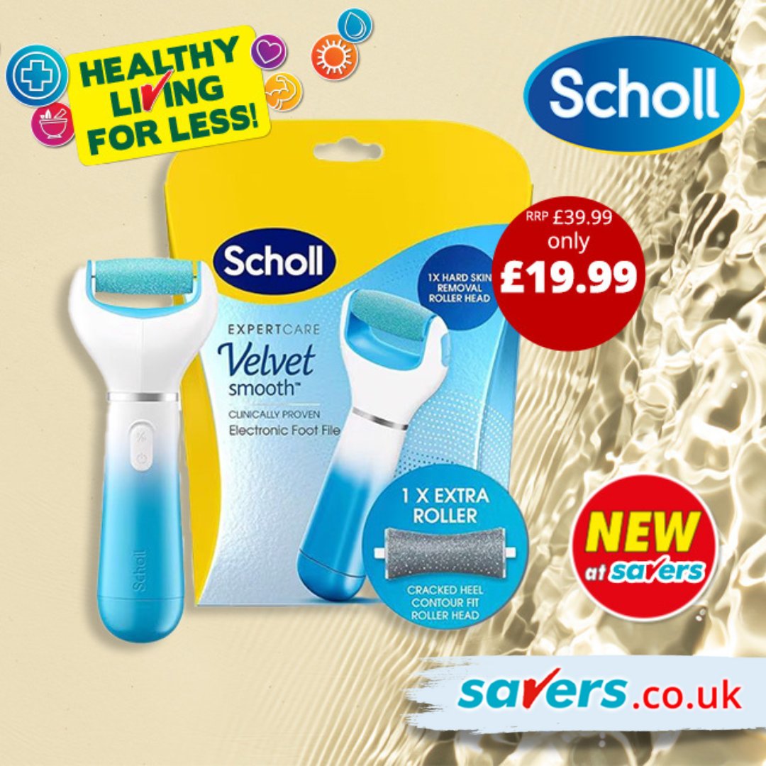 SAVE £20 vs the RRP on the Scholl Velvet Smooth electric foot file!👣 Smooth feet for summer = SORTED! Shop in our 520 stores nationwide and online at buff.ly/3U2Kbd2 🛒 #scholl #schollfootfile #smoothfeet #savers #summer #savershaul