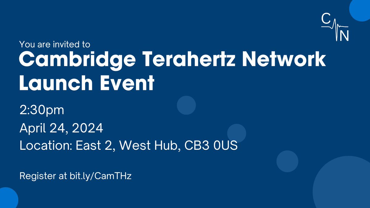 JoyceGroup_'s tweet image. Are you in Cambridge carrying out research in the terahertz field? Or are you simply interested in terahertz research? You are welcome to join us on April 24 at 2.30pm in East Room 2, West Hub for Cambridge Terahertz Network Launch Event! Register at bit.ly/CamTHz