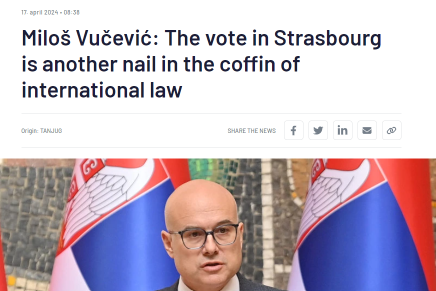 #Serbia want to create an international law (IL) that is compatible only for their interests. 🇷🇸 asked the @CIJ_ICJ for legality of independence of #Kosovo and ICJ decision was that 🇽🇰independence is legal, but 🇷🇸 didn’t accept that. 🇷🇸 that violated IL now accuse @coe LOL