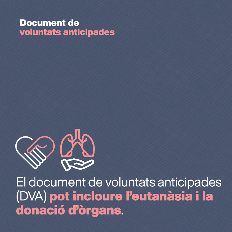 salutcat's tweet photo. 📄 Coneixes el DVA?

👩‍🦱 Qualsevol persona major d'edat en plenes capacitats pot formalitzar-lo.

👩‍⚕️ Cal la signatura de 3 testimonis, o bé d'un professional sanitari o d'un notari.

🫀 Pot incloure l'eutanàsia i la donació d'òrgans.

Troba tota la info a l'enllaç 👇