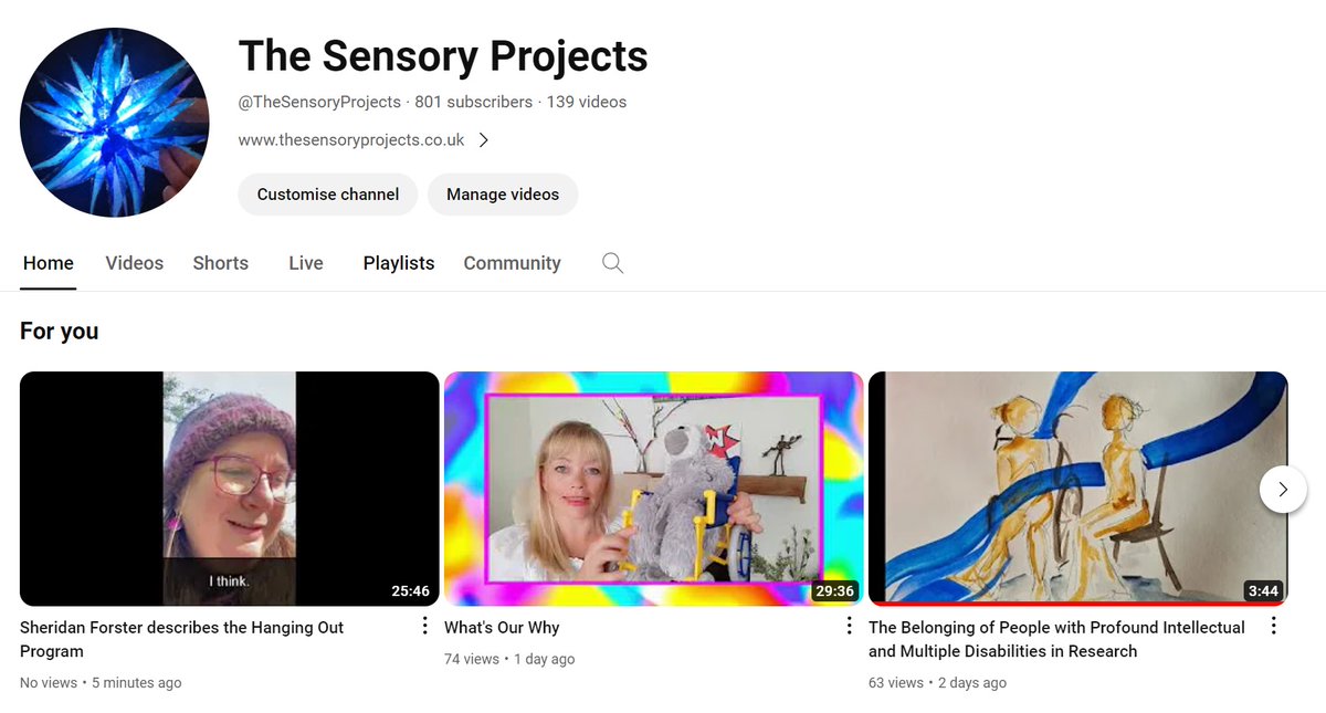 Please subscribe to my Youtube Channel if you can, youtube.com/@thesensorypro… There's films from past PMLD Conferences, free training films, and bits and bobs about my research.