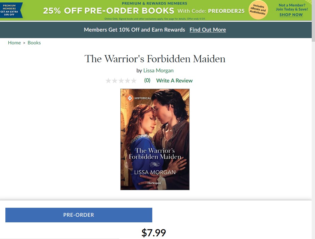 Only a month till my next Harlequin Mills&Boon is out, and Barnes and Noble are having a pre-order sale 17-19 April, so hurry up and head on over! barnesandnoble.com/w/the-warriors… barnesandnoble.com/b/books/_/N-26… #harlequinbooks #millsandboon #historialromance