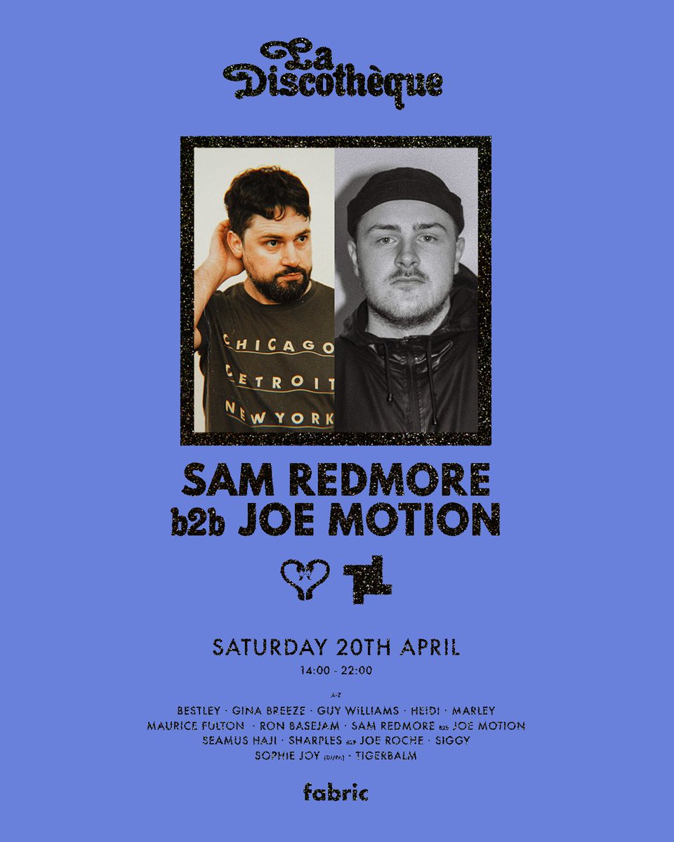 This Saturday I make my debut at @fabriclondon for @La_Discotheque. I'll be playing alongside my bro Joe Motion with a hold load of heavy hitters including Maurice Fulton, Ron Basejam and Heidi also on the bill. If you're town come and join us! 🎟️ ra.co/events/1864596