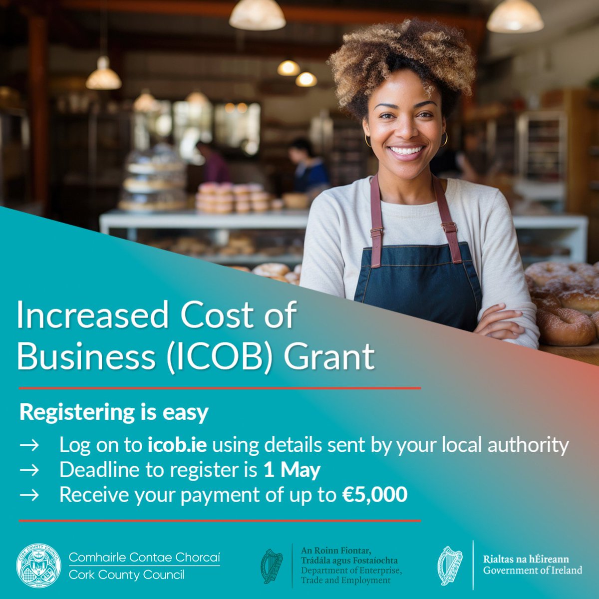 ⌛️The deadline for Increased Cost of Business (ICOB) grant registration is fast approaching! 🗓️ Businesses have until May 1st to register on the ICOB Portal at icob.ie ✅ Make sure to check the portal for the criteria and see if your business qualifies. Don’t…