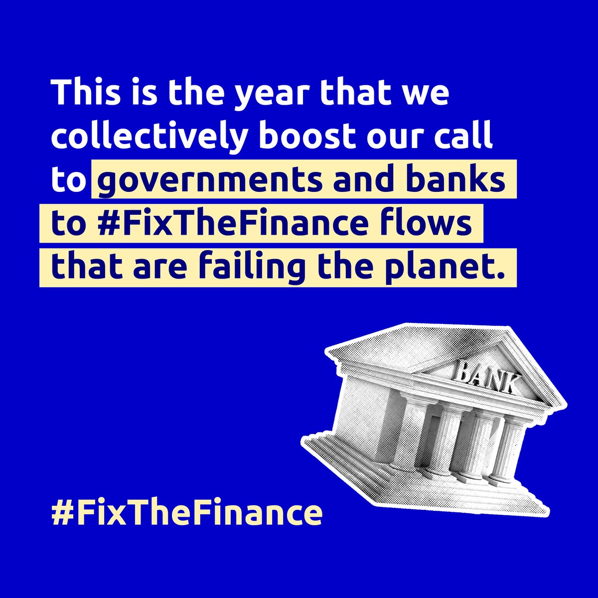 We all know that money talks 📢. This is the year we make sure it listens ‼️

The #climatecrisis is really about #money. Harmful money, helpful money, too much money going to the wrong things, or too little money going to the right things.

#FixTheFinance #WorldBankWorldProblems