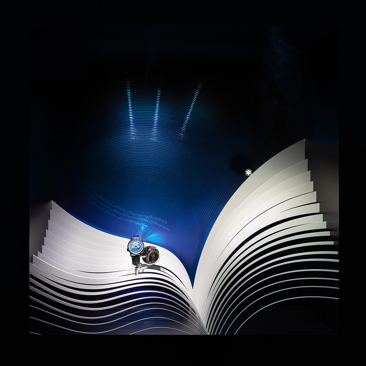 StudioJMGady's tweet photo. We are thrilled to reveal the window decorations created for @montblanc_world  at @watcheswonders  fair, Geneva. They pay tribute, through a common language, to the art of writing and exploration.  
#studiojmgady  #frenchdesign #visualmerchandising
#immersivedesign #architecture https://t.co/MygwmVcQBj