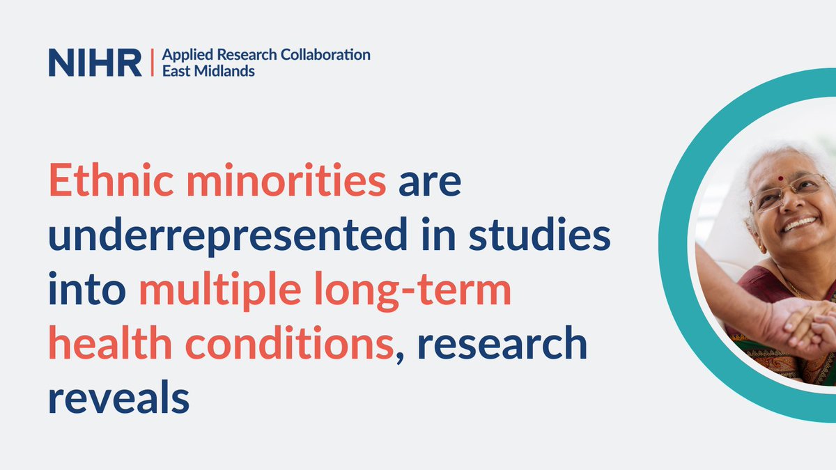 New research by @ARC_EM shows that ethnic minorities are underrepresented in studies into multiple long-term conditions, despite being more likely to be affected. 🔗News: bit.ly/3JmNy9Q 📰Read full paper: bit.ly/3JpEhxq @kamleshkhunti #MLTCs