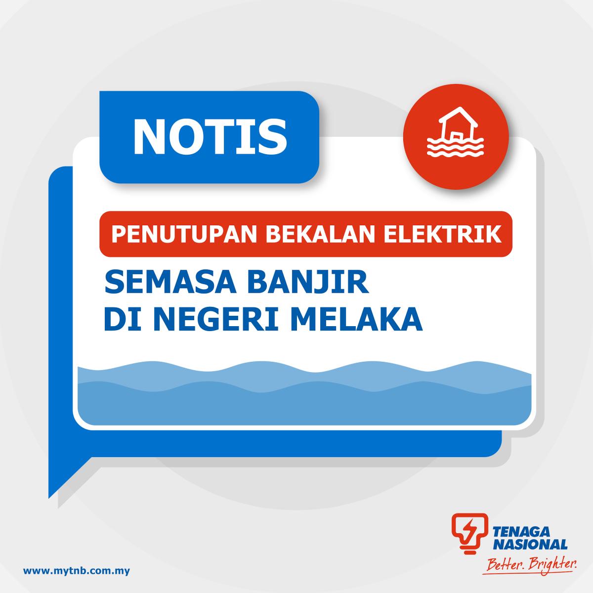 Status terkini penutupan dan pemulihan bekalan elektrik semasa banjir untuk keselamatan pengguna bagi kawasan Masjid Tanah, Melaka setakat jam 4 petang 17 April 2024. Notis penuh klik: bddy.me/3xGW54Q