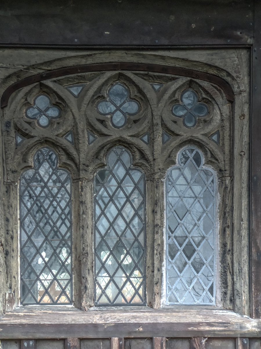 Fourteenth century wooden window tracery at Stock Church, Essex #Woodensday