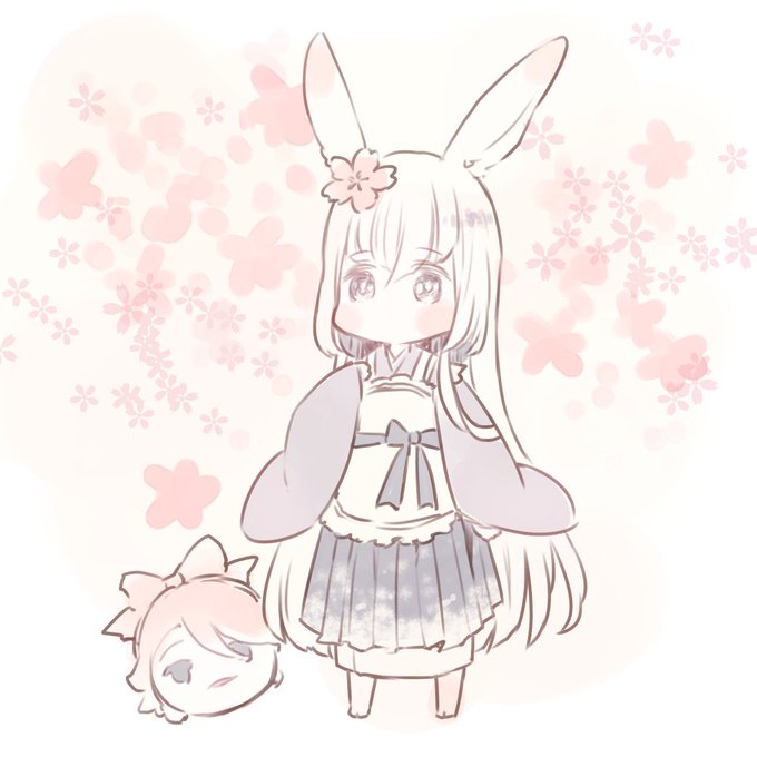 ∩∩江(*・・)('⁠<>`)過去絵の再放送ですがお花見している和睦うさぎです 