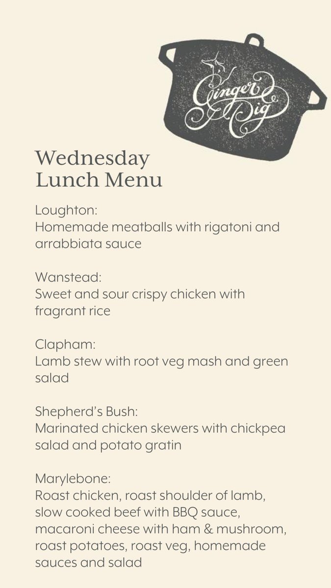 Wednesday’s lunch menu is sounding delicious…