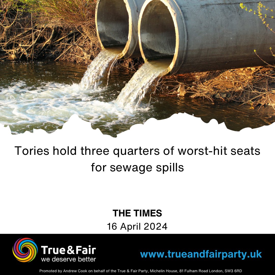 #Tory government is a threat to the country’s precious rivers and waterways. Britain deserves better! 🇬🇧 True & Fair Party is fighting for @Ofwat & water company reforms to PROTECT the ENVIRONMENT: ➡️ trueandfairparty.uk/pre_election_e… #PMQ #PMQs #environment #StopECOCIDE